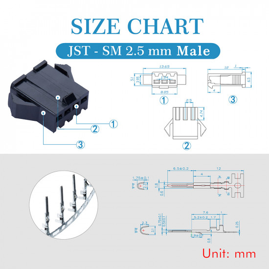 JST SM 2.5 mm 4-Pin Connector Kit JST SM 2.5 mm 4-Pin Connector Kit