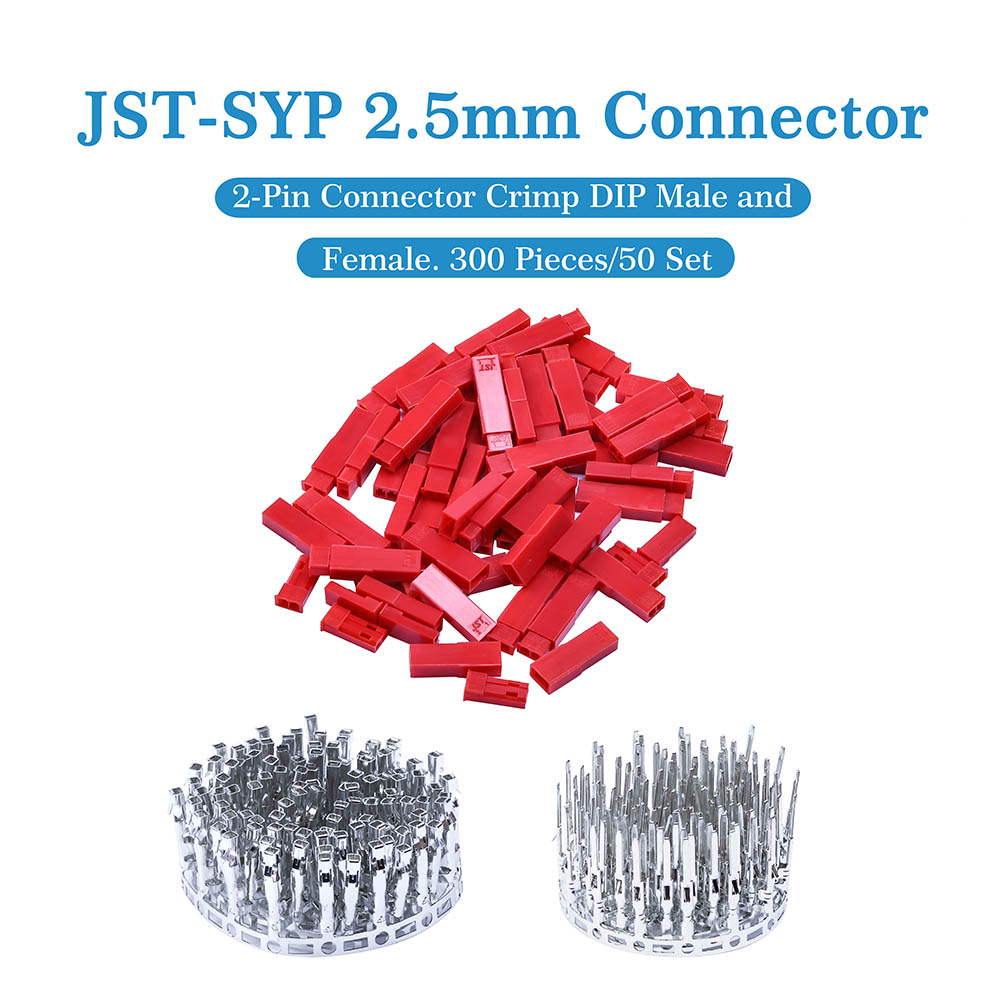XLX 360Pcs JST SYP 2-Pin Female & Male Red Plug Housing Crimp Terminal Connector Kit
