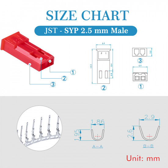 JST SYP 2.5 mm 2-Pin Connector Kit JST SYP 2.5 mm 2-Pin Connector Kit