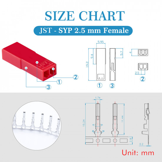 JST SYP 2.5 mm 2-Pin Connector Kit JST SYP 2.5 mm 2-Pin Connector Kit