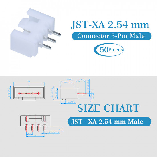 JST XA 2.54 mm 3-Pin Connector Kit