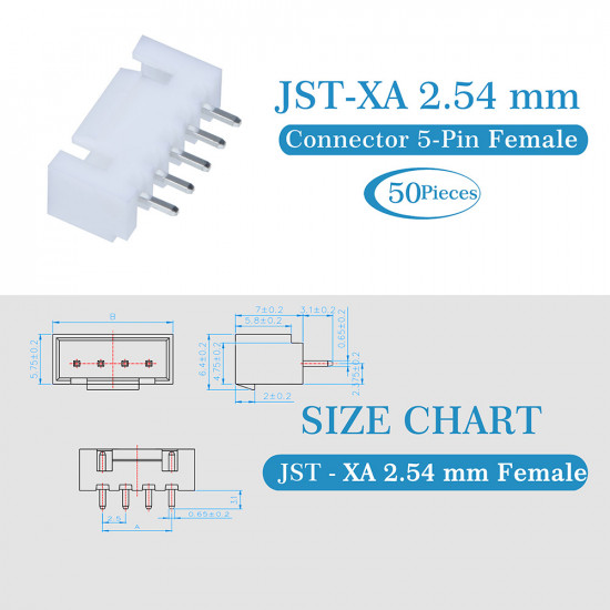 JST XA 2.54 mm 5-Pin Connector Kit JST XA 2.54 mm 5-Pin Connector Kit