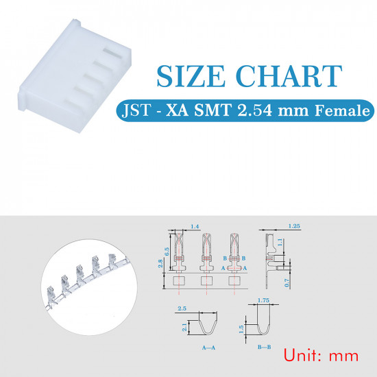 JST XA SMT 2.54 mm 5-Pin Connector Kit JST XA SMT 2.54 mm 5-Pin Connector Kit