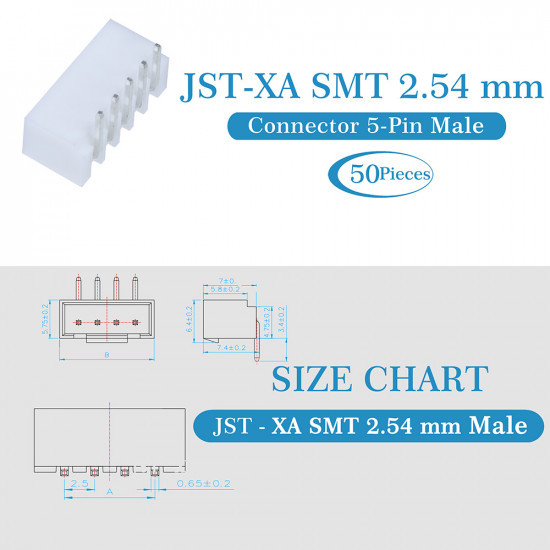 JST XA SMT 2.54 mm 5-Pin Connector Kit