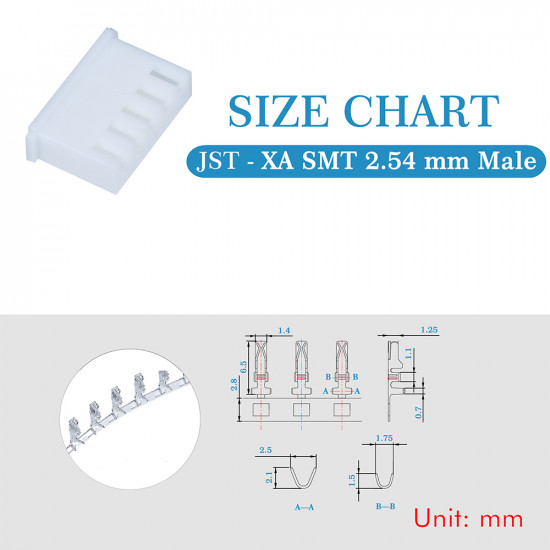 JST XA SMT 2.54 mm 5-Pin Connector Kit JST XA SMT 2.54 mm 5-Pin Connector Kit