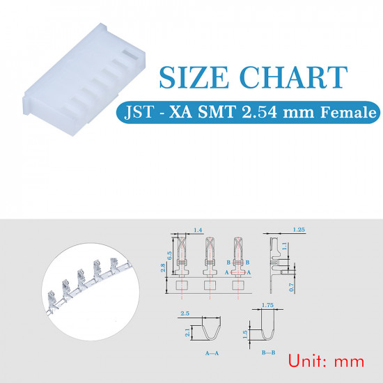 JST XA SMT 2.54 mm 7-Pin Connector Kit JST XA SMT 2.54 mm 7-Pin Connector Kit