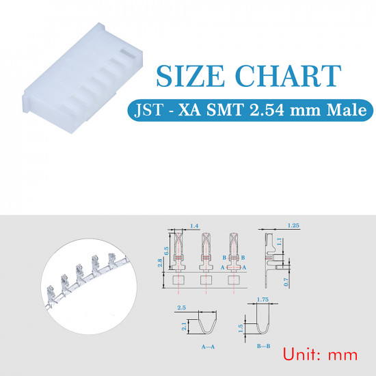 JST XA SMT 2.54 mm 7-Pin Connector Kit JST XA SMT 2.54 mm 7-Pin Connector Kit