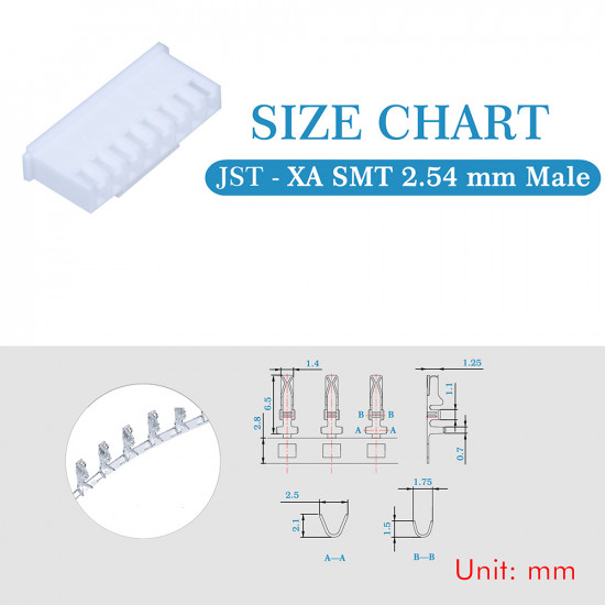 JST XA SMT 2.54 mm 8-Pin Connector Kit