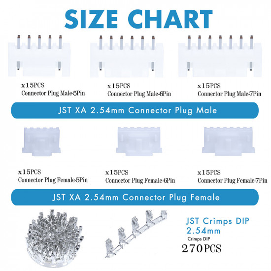 JST XA - 5 / 6 / 7 Pin Connector Kit