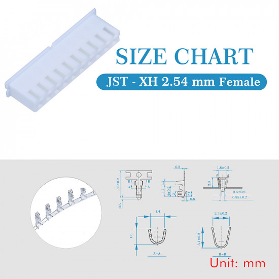 JST XH 2.54 mm 10-Pin Connector Kit