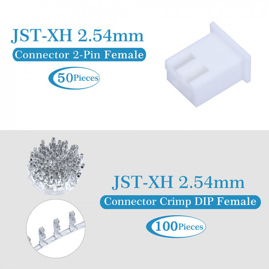 JST XH 2.54 mm 2-Pin Connector Kit