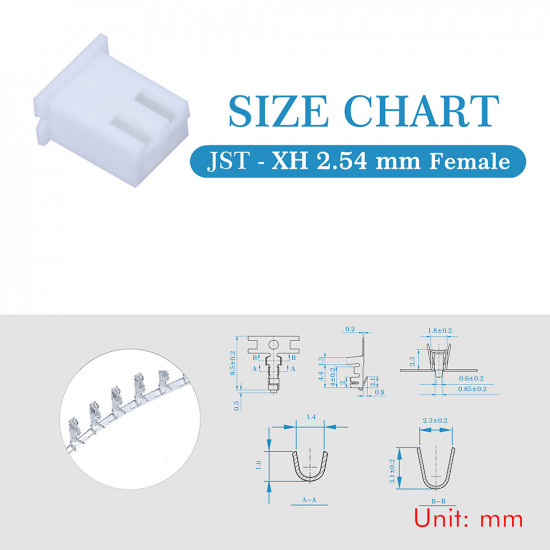 JST XH 2.54 mm 2-Pin Connector Kit