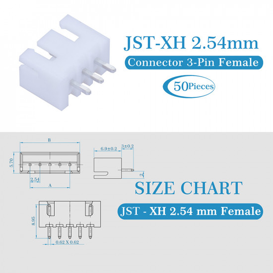JST XH 2.54 mm 3-Pin Connector Kit