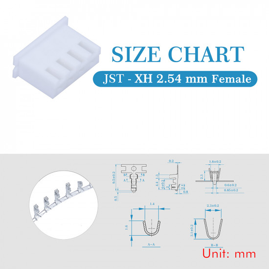 JST XH 2.54 mm 4-Pin Connector Kit JST XH 2.54 mm 4-Pin Connector Kit
