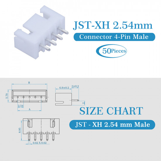 JST XH 2.54 mm 4-Pin Connector Kit JST XH 2.54 mm 4-Pin Connector Kit