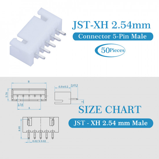 JST XH 2.54 mm 5-Pin Connector Kit JST XH 2.54 mm 5-Pin Connector Kit