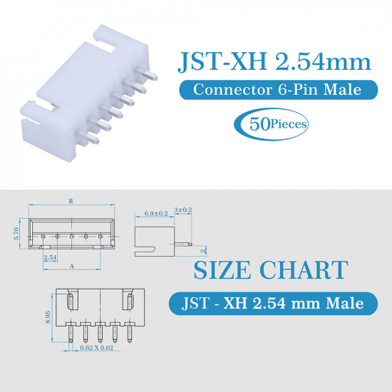 JST XH 2.54 mm 6-Pin Connector Kit