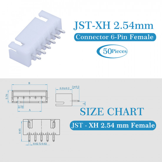 JST XH 2.54 mm 6-Pin Connector Kit JST XH 2.54 mm 6-Pin Connector Kit