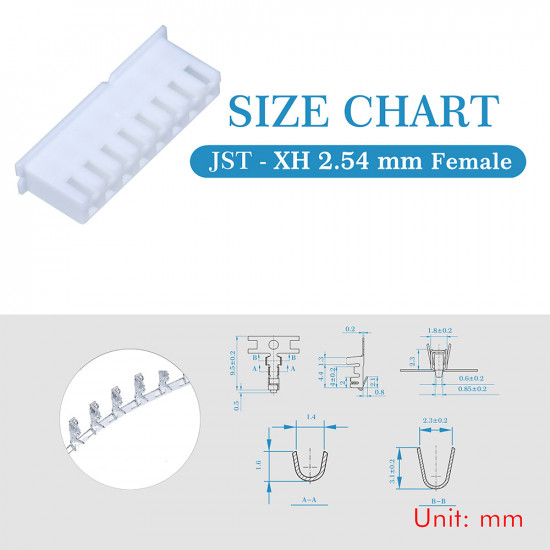 JST XH 2.54 mm 8-Pin Connector Kit