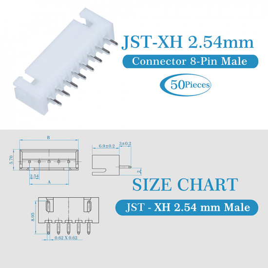 JST XH 2.54 mm 8-Pin Connector Kit