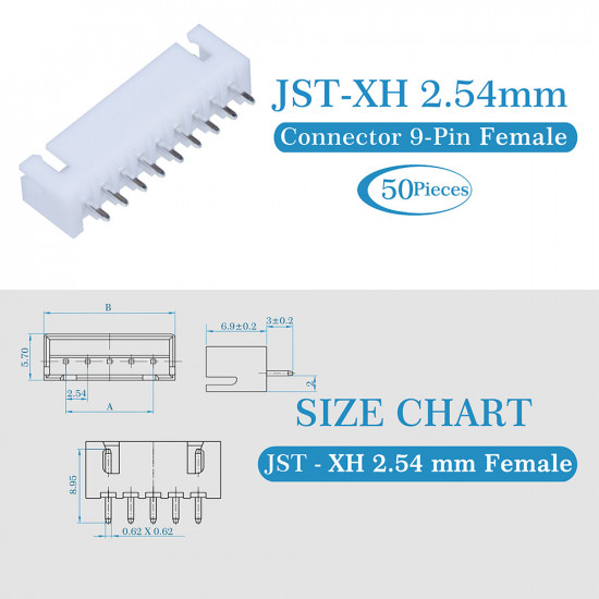 JST XH 2.54 mm 9-Pin Connector Kit