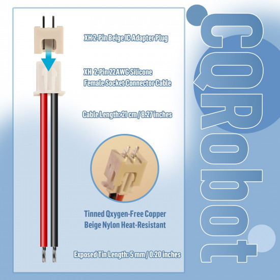 JST 2.54 mm XH 2-Pin Connector Cable (25 Sets/75 Pieces)