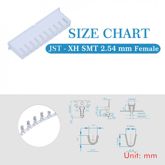 JST XH SMT 2.54 mm 10-Pin Connector Kit
