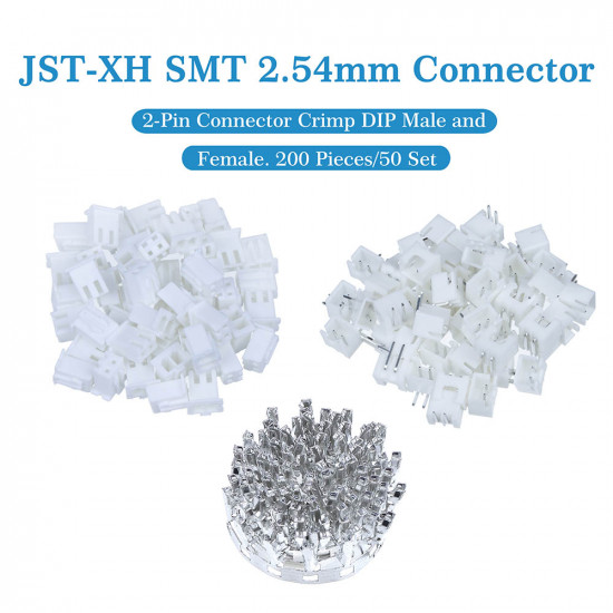 JST XH SMT 2.54 mm 2-Pin Connector Kit JST XH SMT 2.54 mm 2-Pin Connector Kit