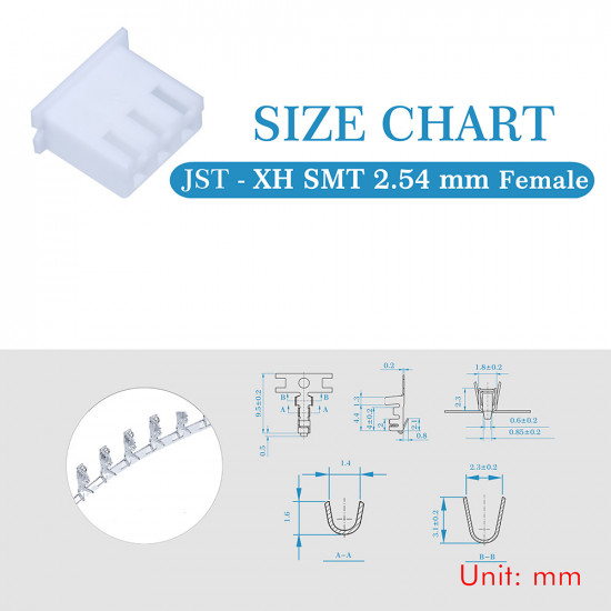 JST XH SMT 2.54 mm 3-Pin Connector Kit