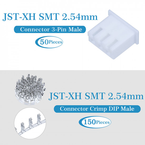JST XH SMT 2.54 mm 3-Pin Connector Kit