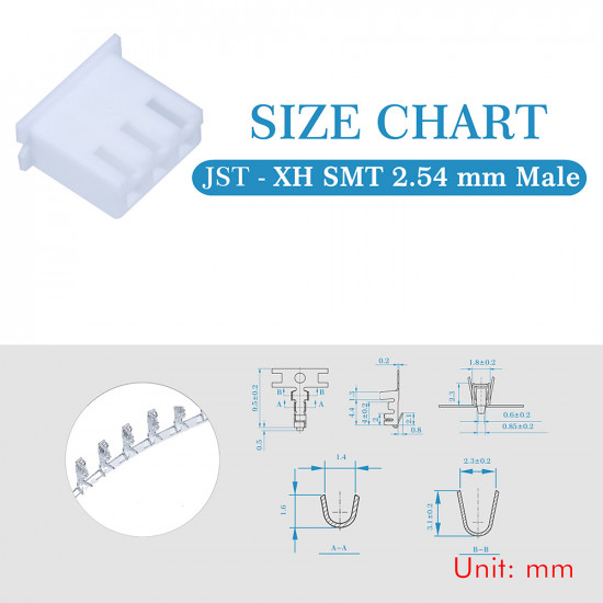 JST XH SMT 2.54 mm 3-Pin Connector Kit JST XH SMT 2.54 mm 3-Pin Connector Kit