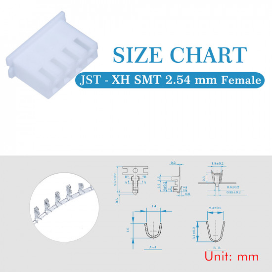 JST XH SMT 2.54 mm 4-Pin Connector Kit JST XH SMT 2.54 mm 4-Pin Connector Kit