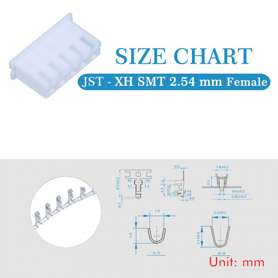 JST XH SMT 2.54 mm 5-Pin Connector Kit JST XH SMT 2.54 mm 5-Pin Connector Kit