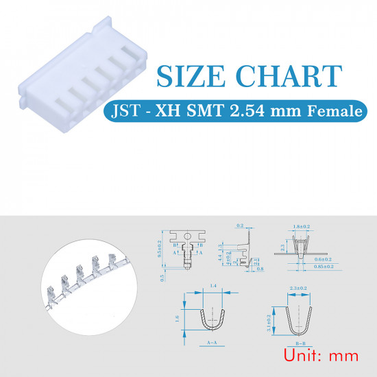 JST XH SMT 2.54 mm 6-Pin Connector Kit JST XH SMT 2.54 mm 6-Pin Connector Kit