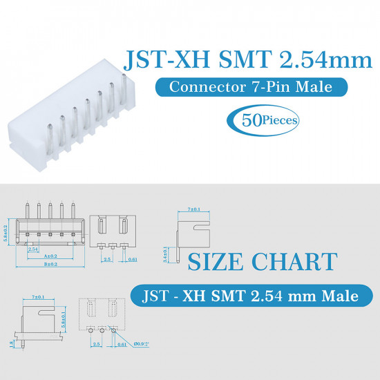 JST XH SMT 2.54 mm 7-Pin Connector Kit JST XH SMT 2.54 mm 7-Pin Connector Kit
