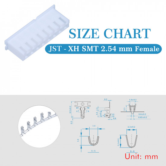 JST XH SMT 2.54 mm 8-Pin Connector Kit