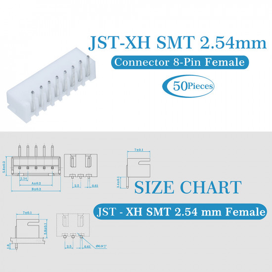 JST XH SMT 2.54 mm 8-Pin Connector Kit JST XH SMT 2.54 mm 8-Pin Connector Kit