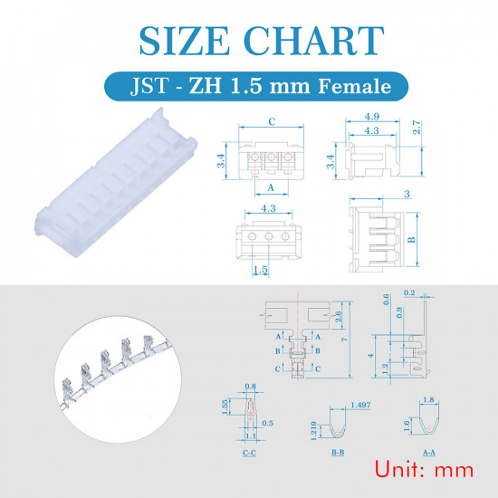 JST ZH 1.5 mm 10-Pin Connector Kit JST ZH 1.5 mm 10-Pin Connector Kit