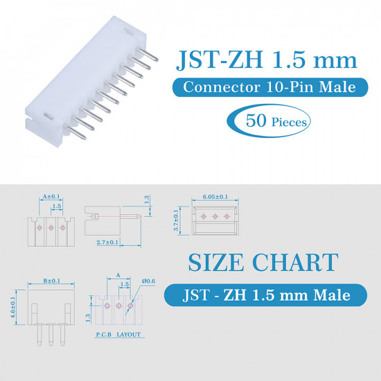 JST ZH 1.5 mm 10-Pin Connector Kit JST ZH 1.5 mm 10-Pin Connector Kit