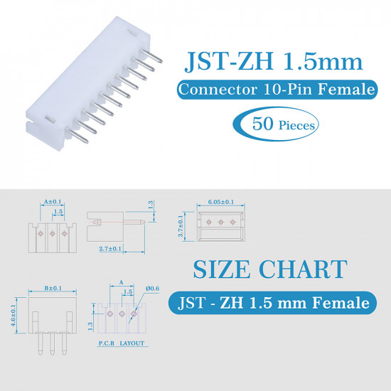 JST ZH 1.5 mm 10-Pin Connector Kit