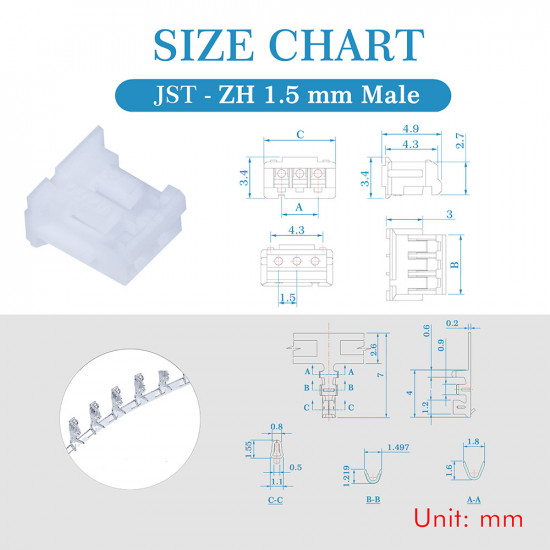 JST ZH 1.5 mm 2-Pin Connector Kit JST ZH 1.5 mm 2-Pin Connector Kit