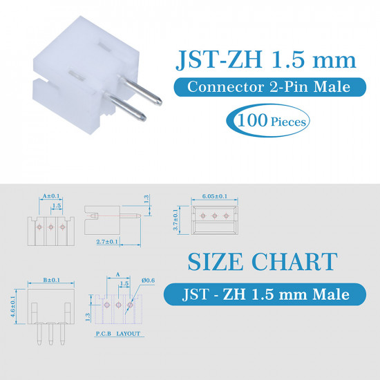 JST ZH 1.5 mm 2-Pin Connector Kit JST ZH 1.5 mm 2-Pin Connector Kit