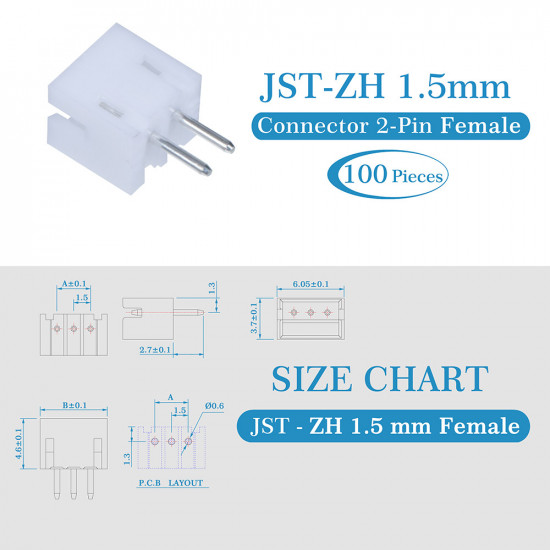 JST ZH 1.5 mm 2-Pin Connector Kit JST ZH 1.5 mm 2-Pin Connector Kit