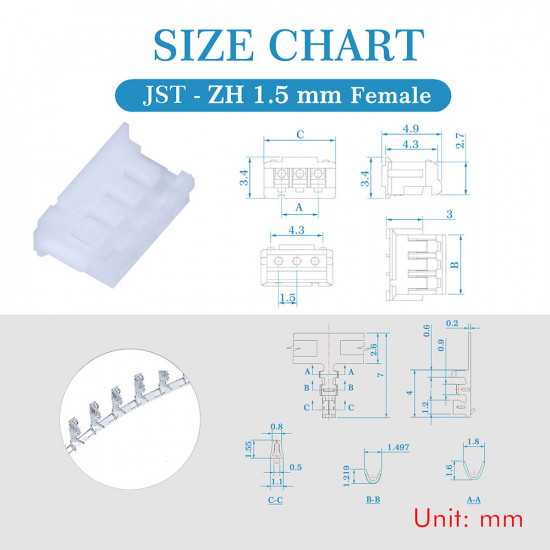 JST ZH 1.5 mm 4-Pin Connector Kit JST ZH 1.5 mm 4-Pin Connector Kit