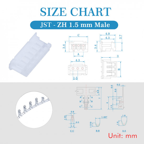 JST ZH 1.5 mm 6-Pin Connector Kit JST ZH 1.5 mm 6-Pin Connector Kit