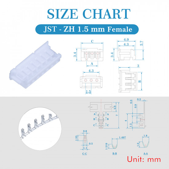 JST ZH 1.5 mm 7-Pin Connector Kit JST ZH 1.5 mm 7-Pin Connector Kit