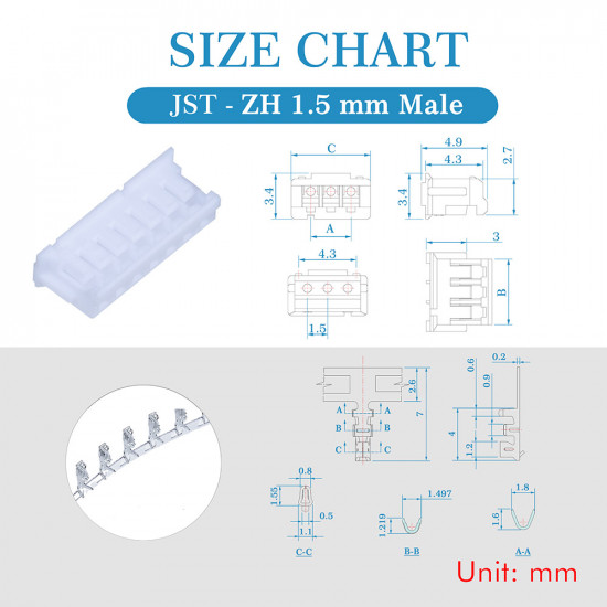 JST ZH 1.5 mm 7-Pin Connector Kit JST ZH 1.5 mm 7-Pin Connector Kit