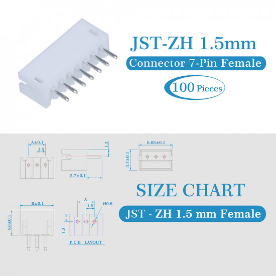 JST ZH 1.5 mm 7-Pin Connector Kit JST ZH 1.5 mm 7-Pin Connector Kit
