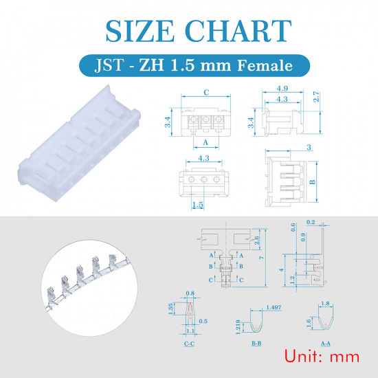 JST ZH 1.5 mm 8-Pin Connector Kit JST ZH 1.5 mm 8-Pin Connector Kit