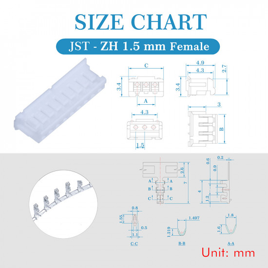 JST ZH 1.5 mm 9-Pin Connector Kit JST ZH 1.5 mm 9-Pin Connector Kit